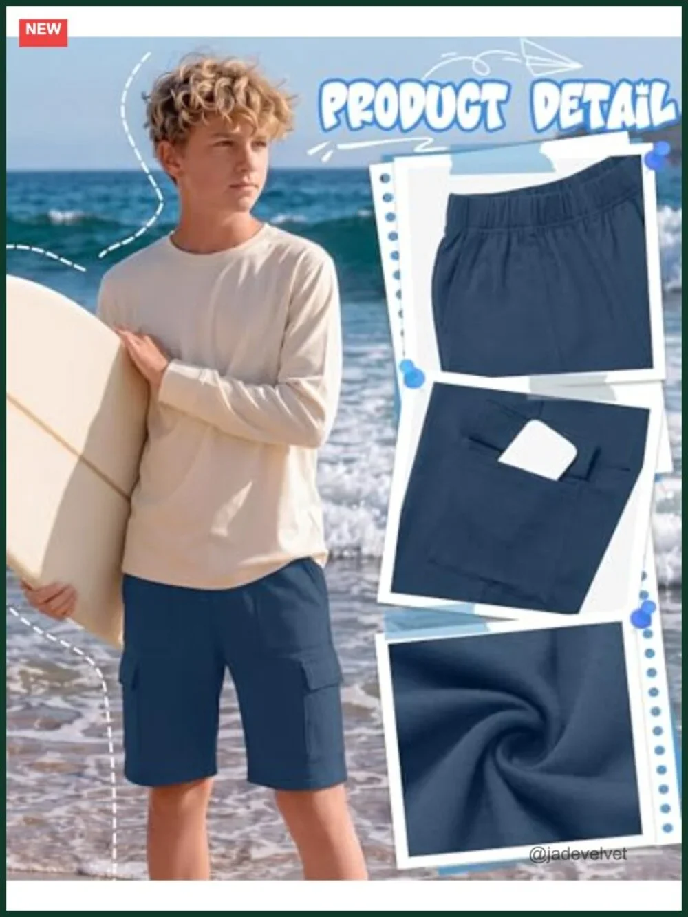 5 Pack Boys Cargo Shorts Elastic Waist Pull On Athletic Sweat Shorts with